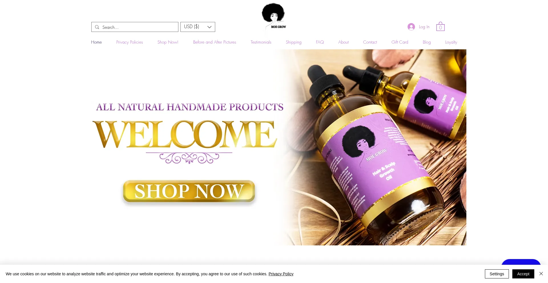 Website screenshot of Moegrowllc.com