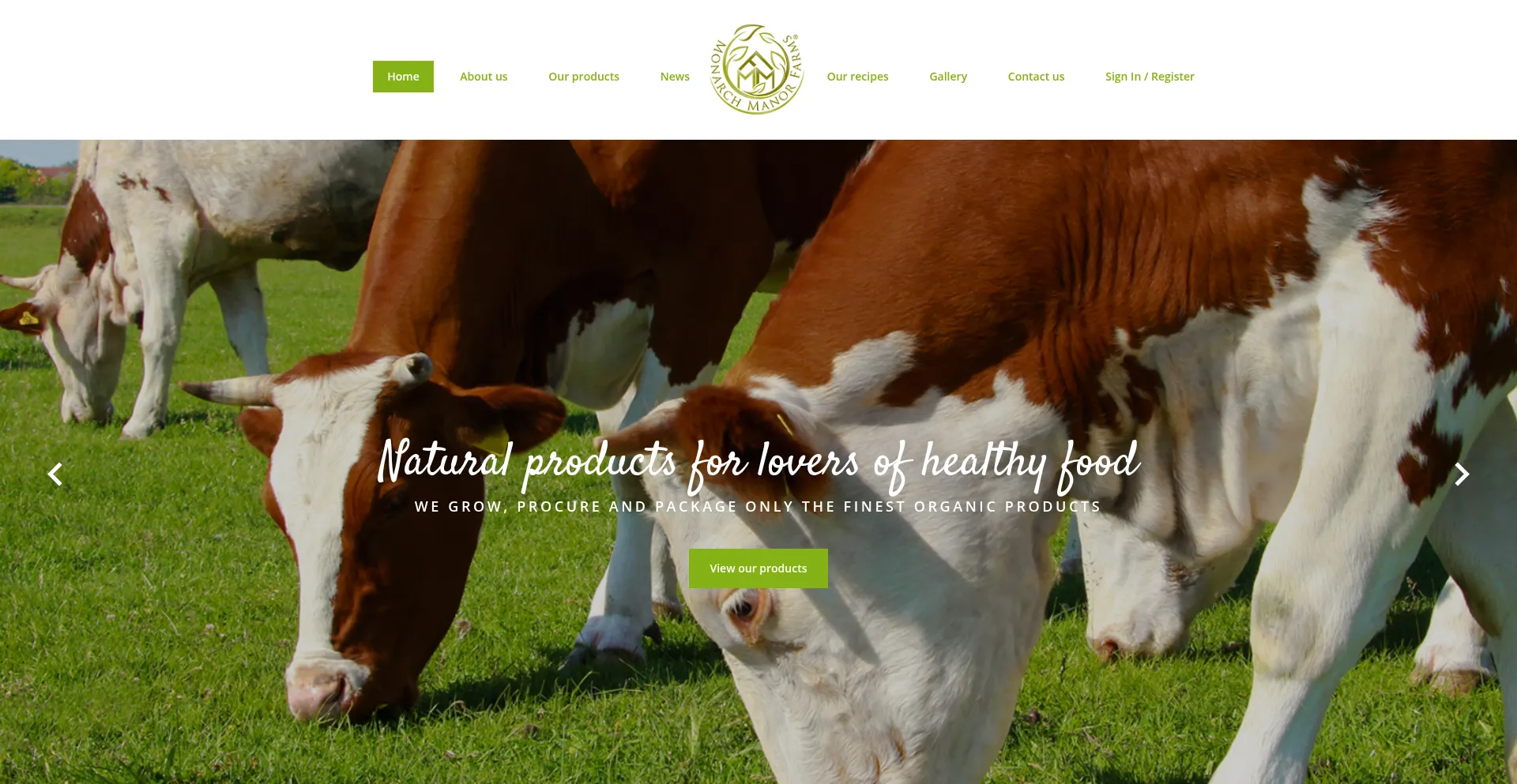 Website screenshot of Monarchmanor.org