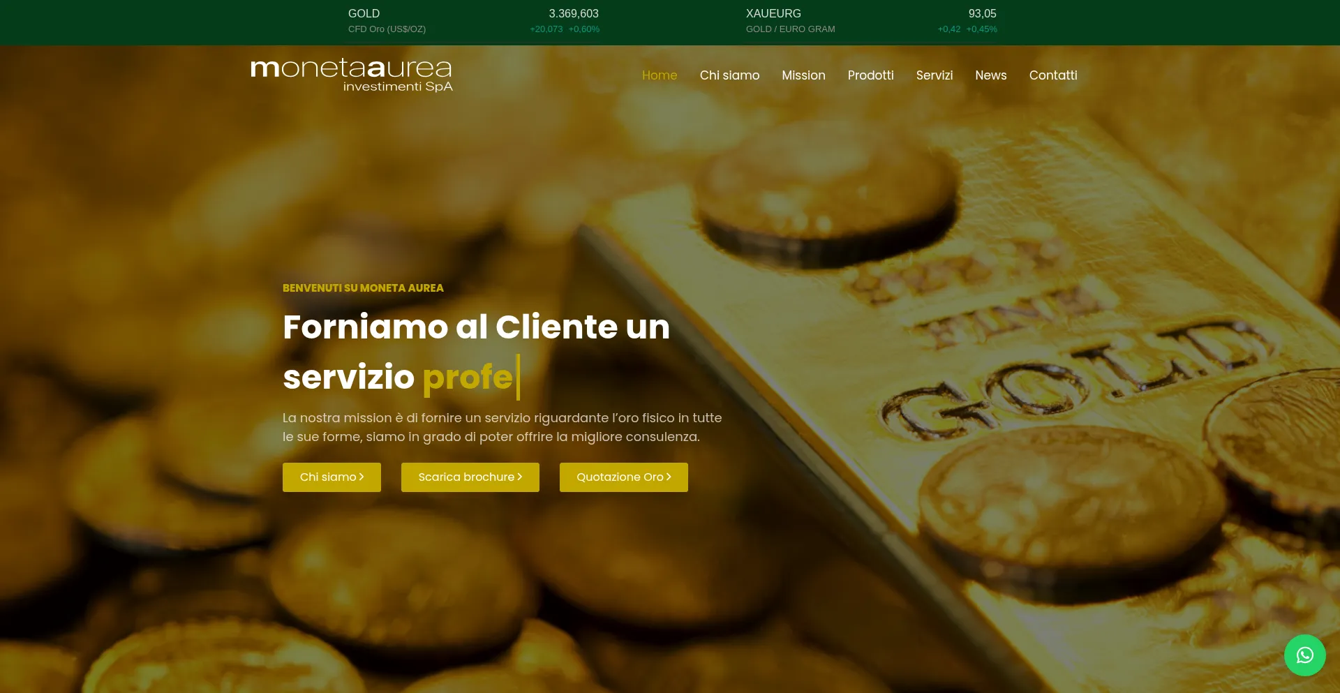 Website screenshot of Monetaaurea.com