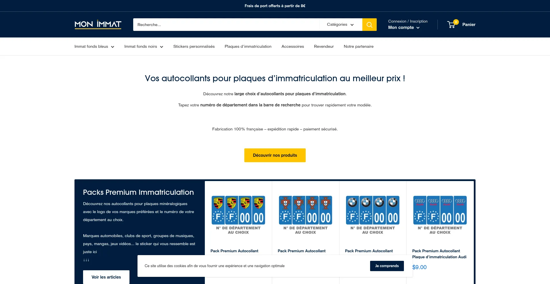 Website screenshot of Monimmat.fr