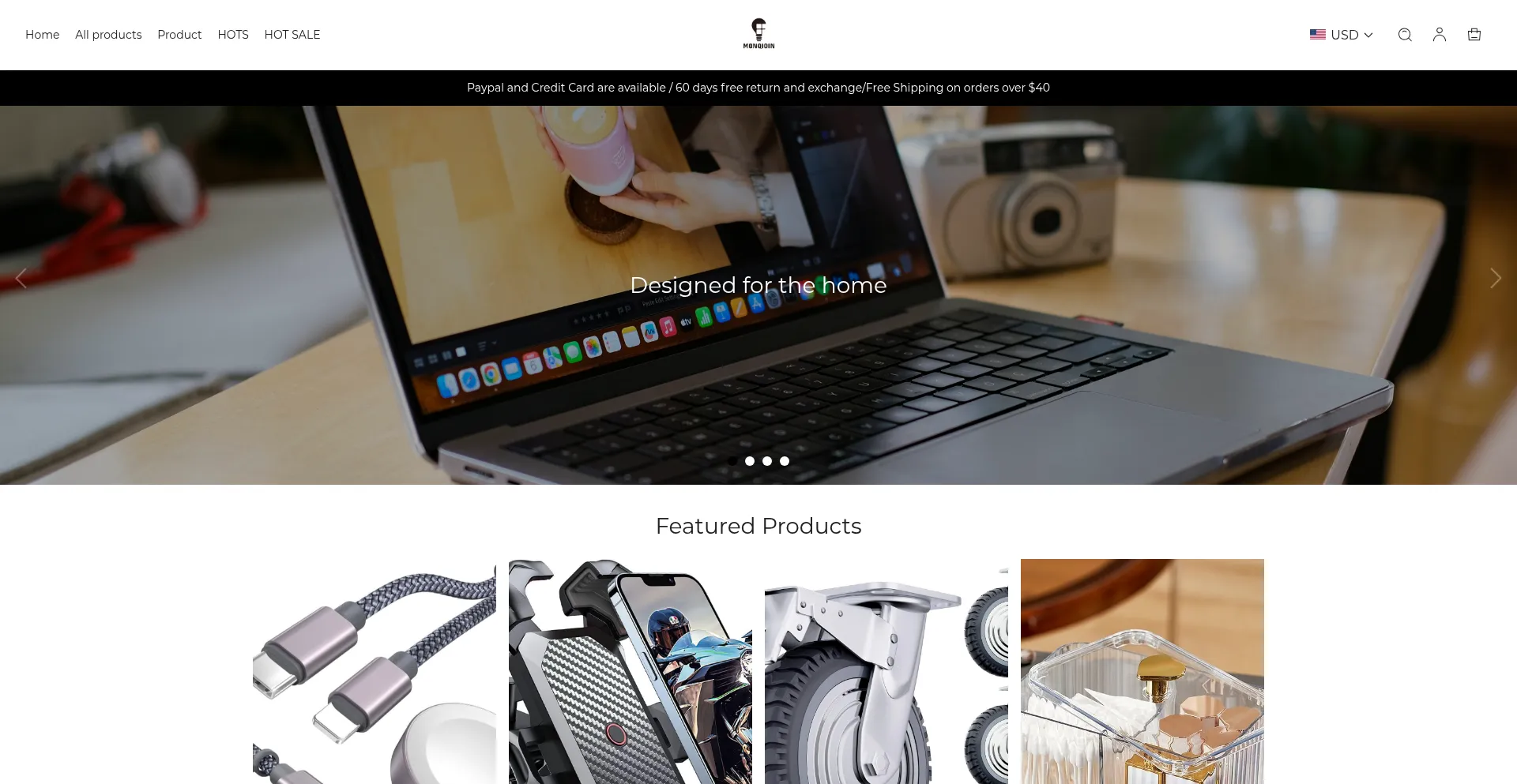 Website screenshot of Monqioin.com