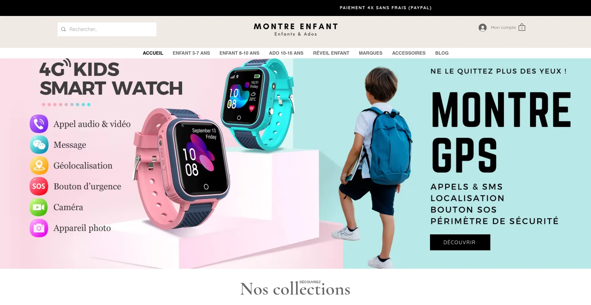Website screenshot of Montre-enfant.com