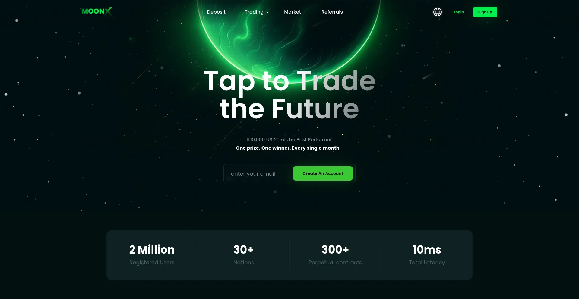 Website screenshot of Moon-x.io
