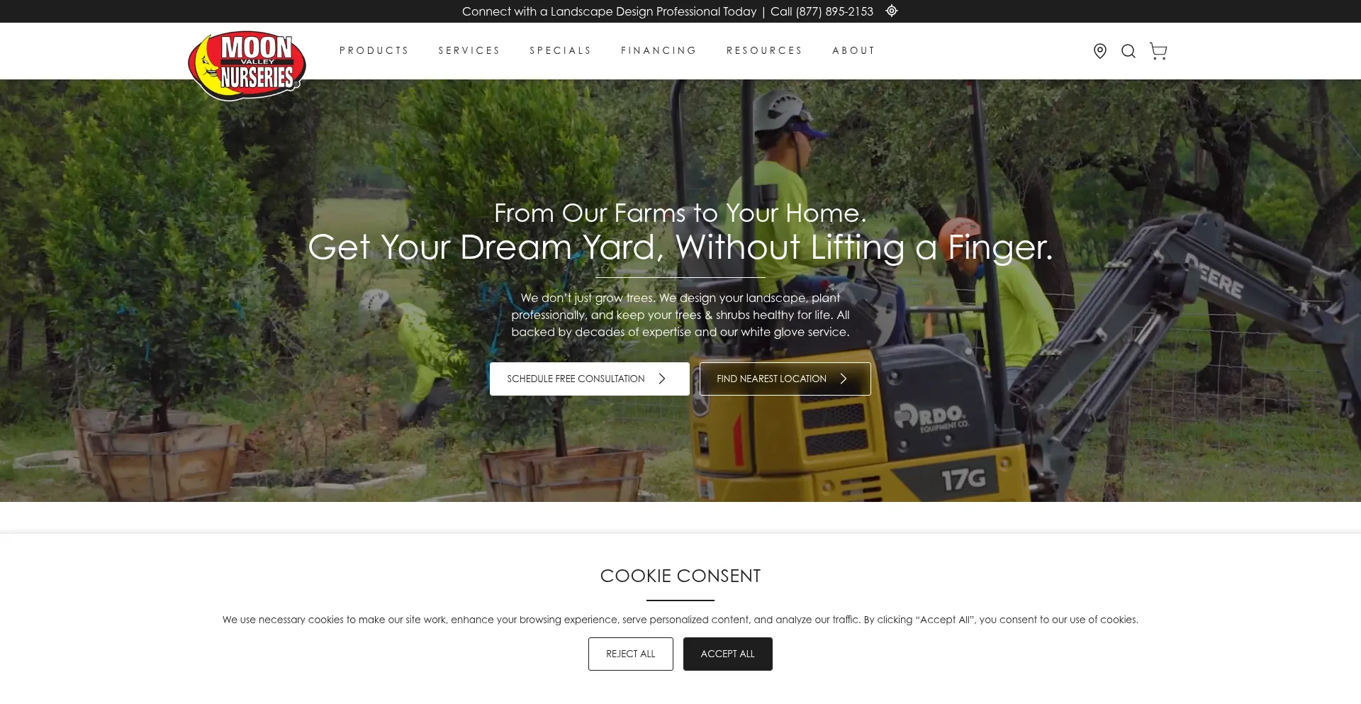 Website screenshot of Moonvalleynurseries.com