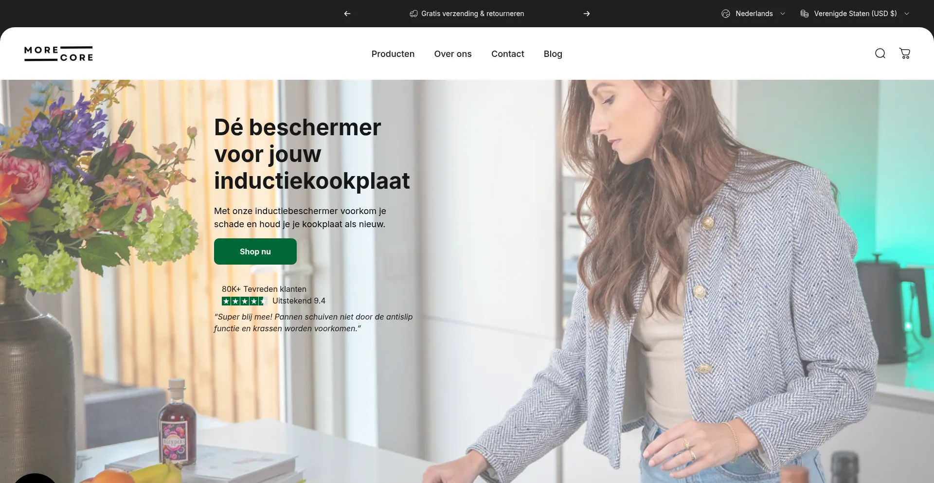 Website screenshot of Morecore.nl