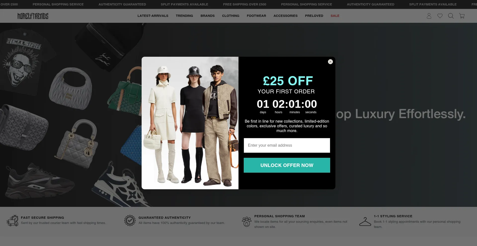 Website screenshot of Morelytrends.com