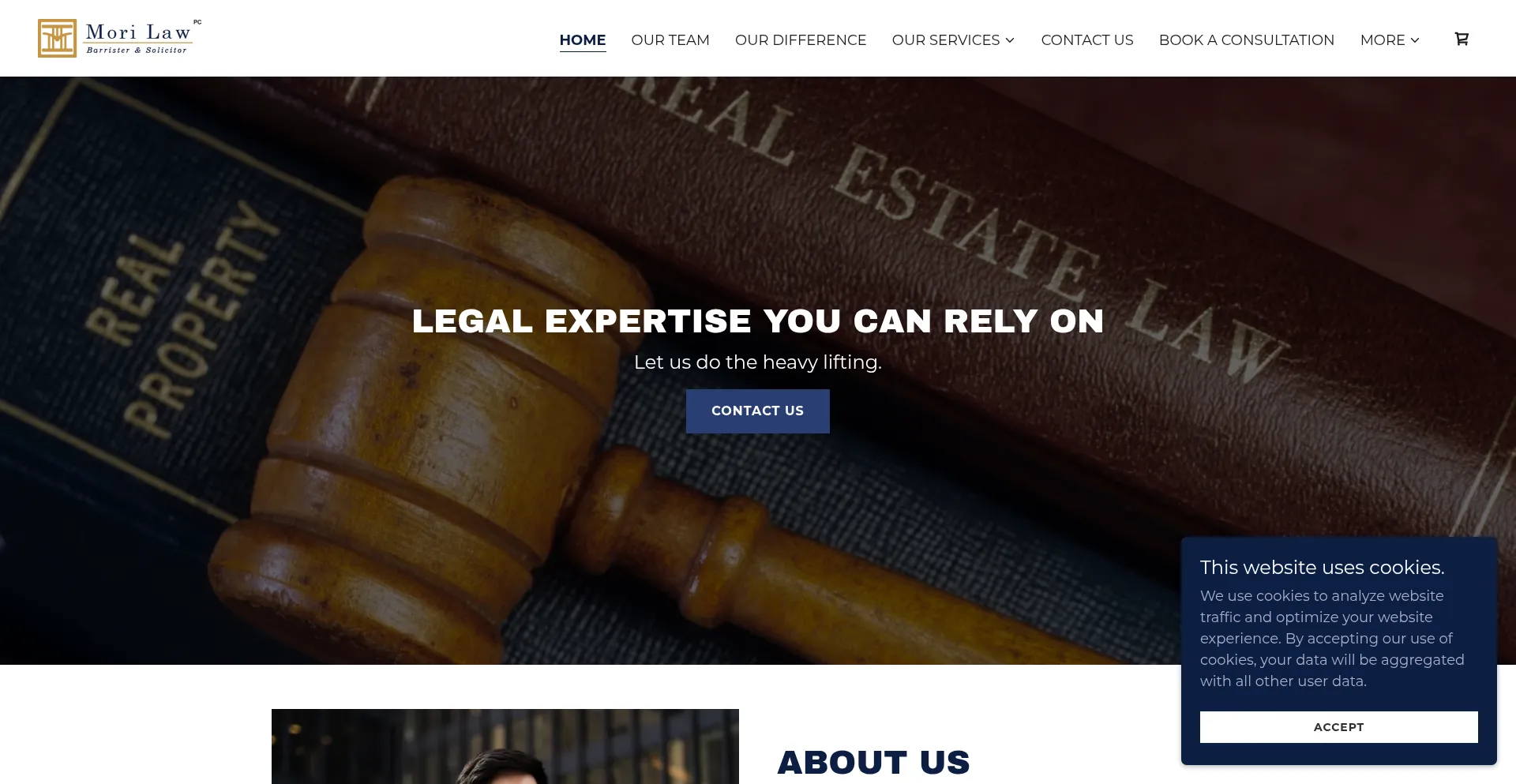 Website screenshot of Morilaw.ca