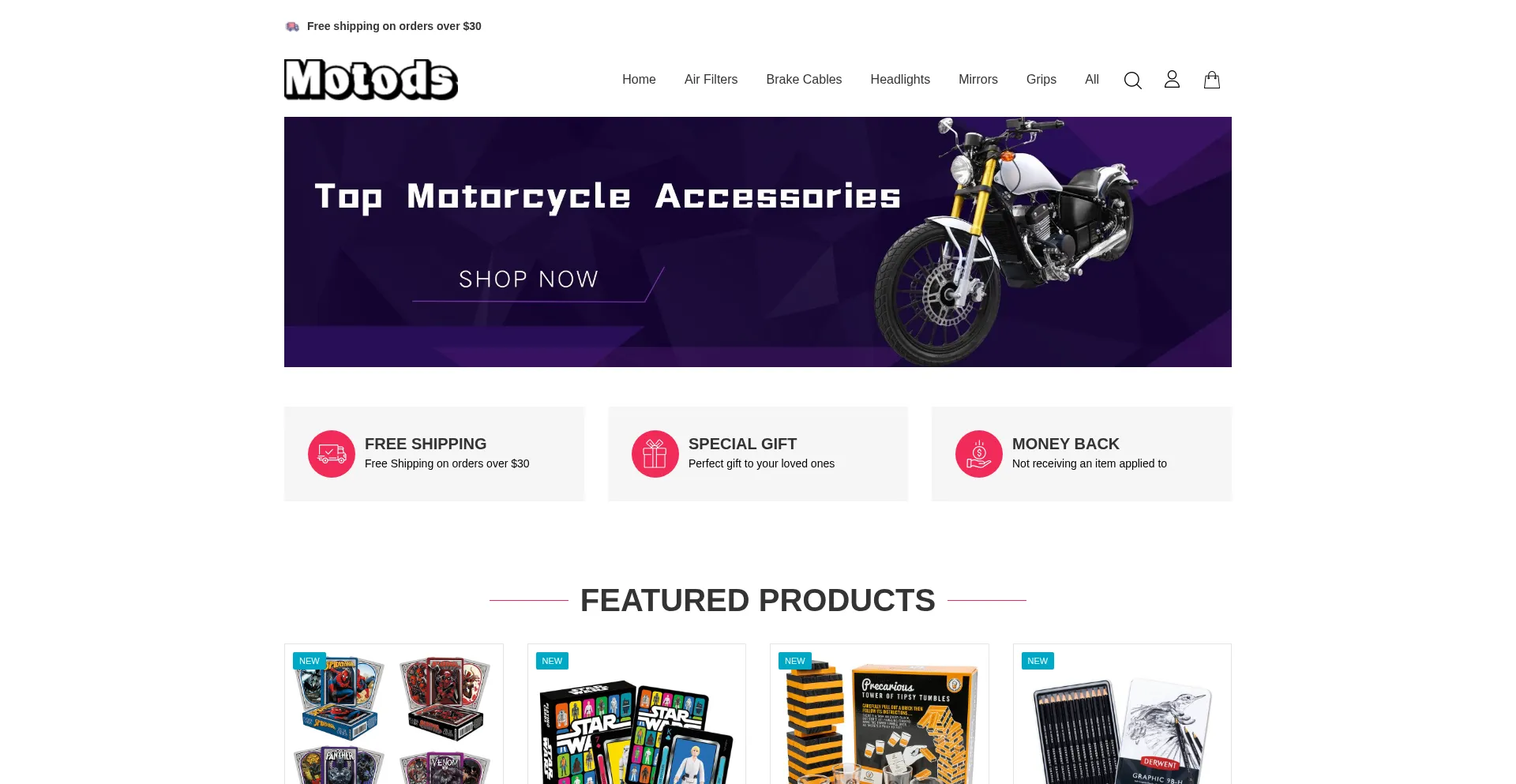 Website screenshot of Motods.com