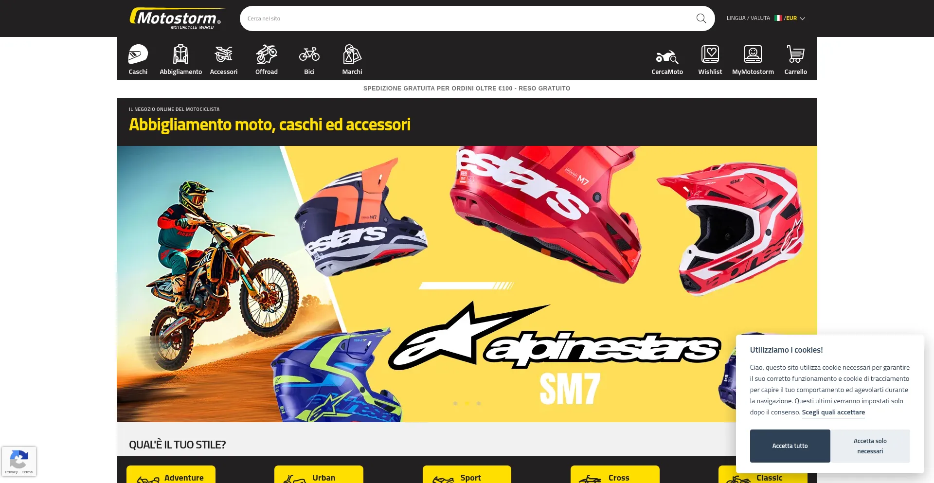 Website screenshot of Motostorm.it