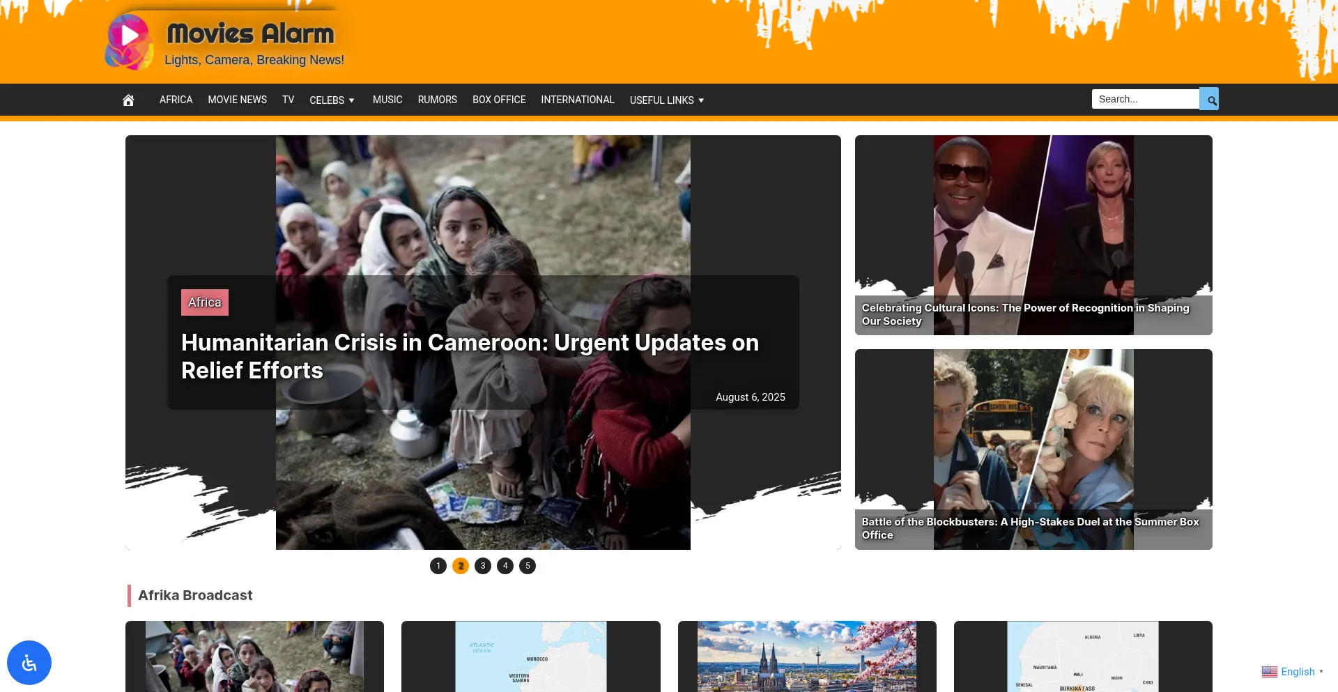 Website screenshot of Moviesalarm.com