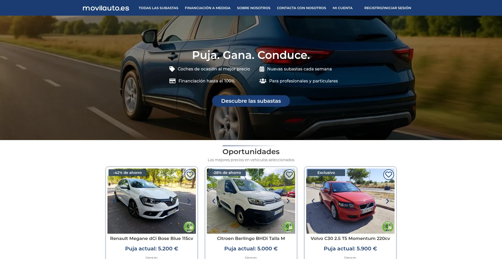 Website screenshot of Movilauto.es