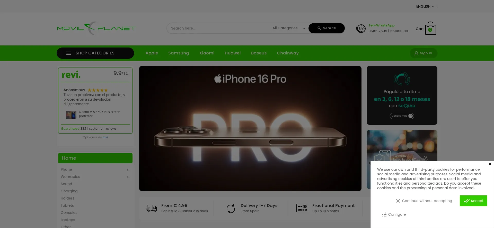 Website screenshot of Movilplanet.eu