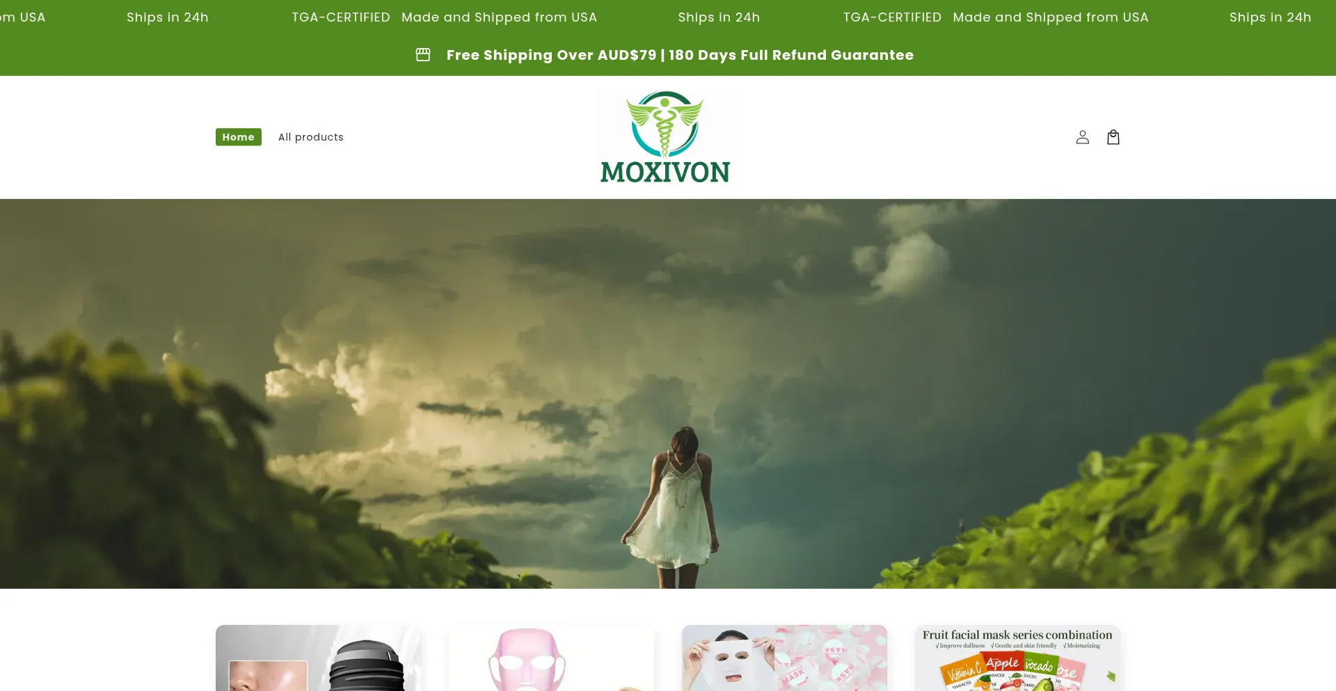 Website screenshot of Moxivon.com