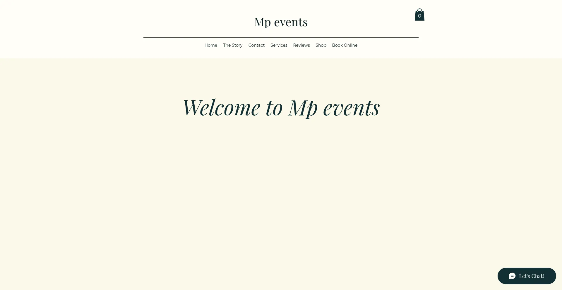 Website screenshot of Mpeventss.com