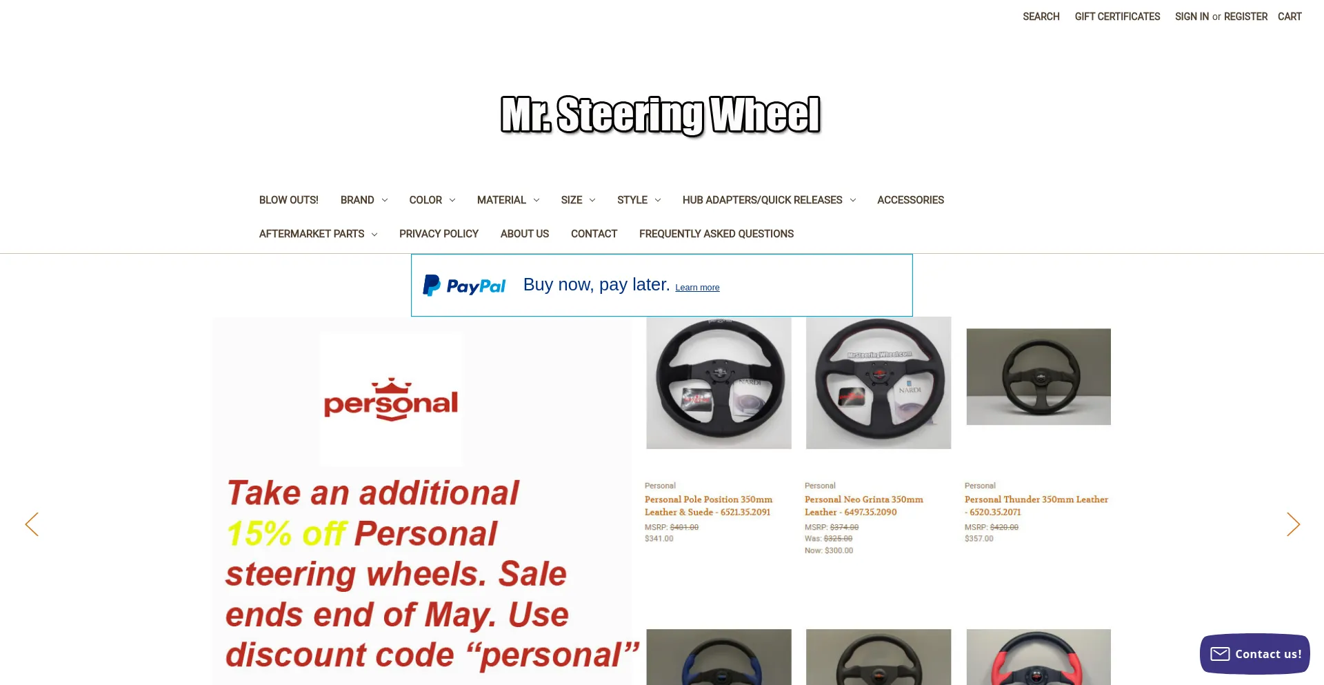 Website screenshot of Mrsteeringwheel.com