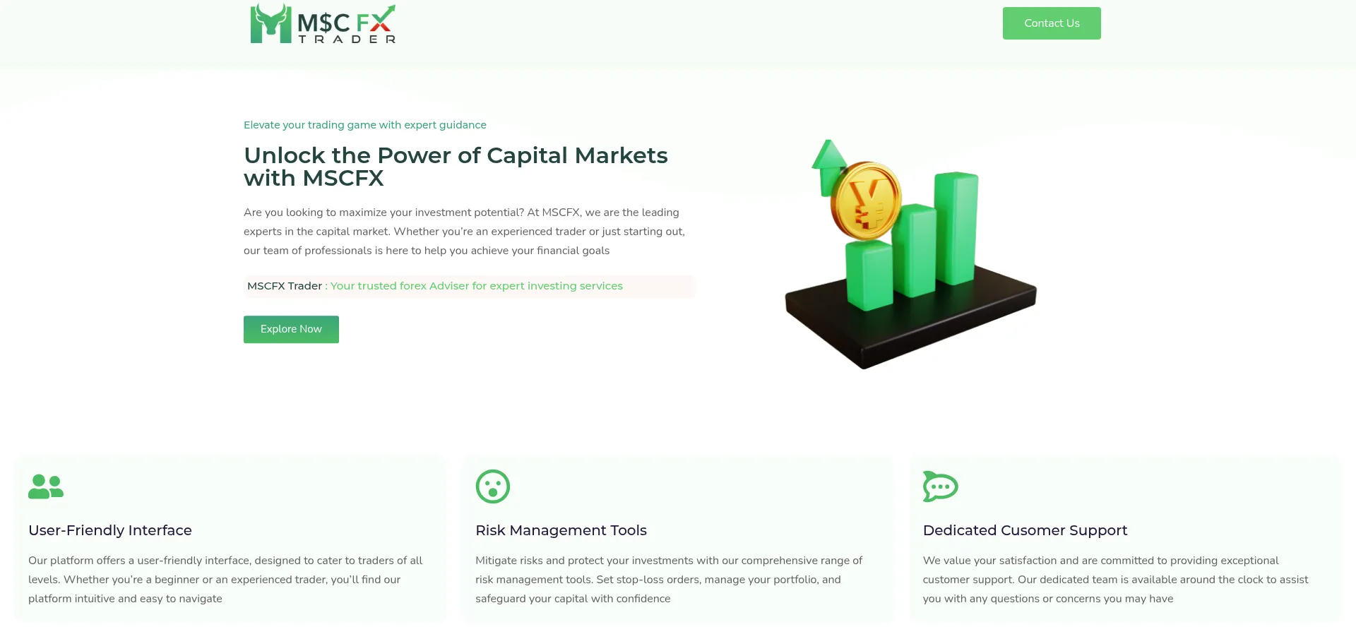Website screenshot of Mscfxtrader.com