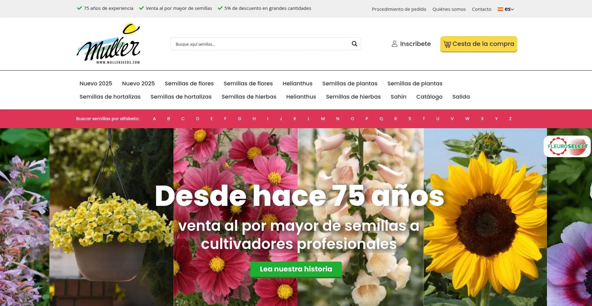 Website screenshot of Mullerseeds.es
