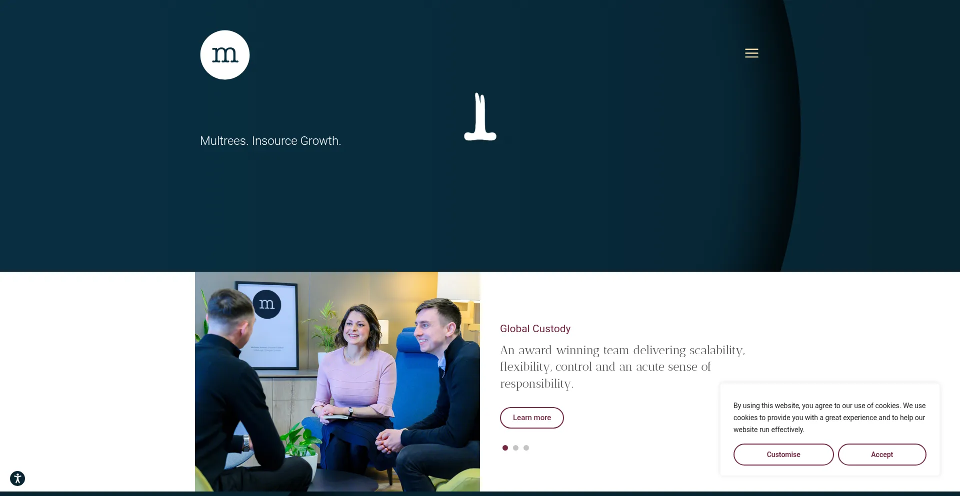 Website screenshot of Multrees.com