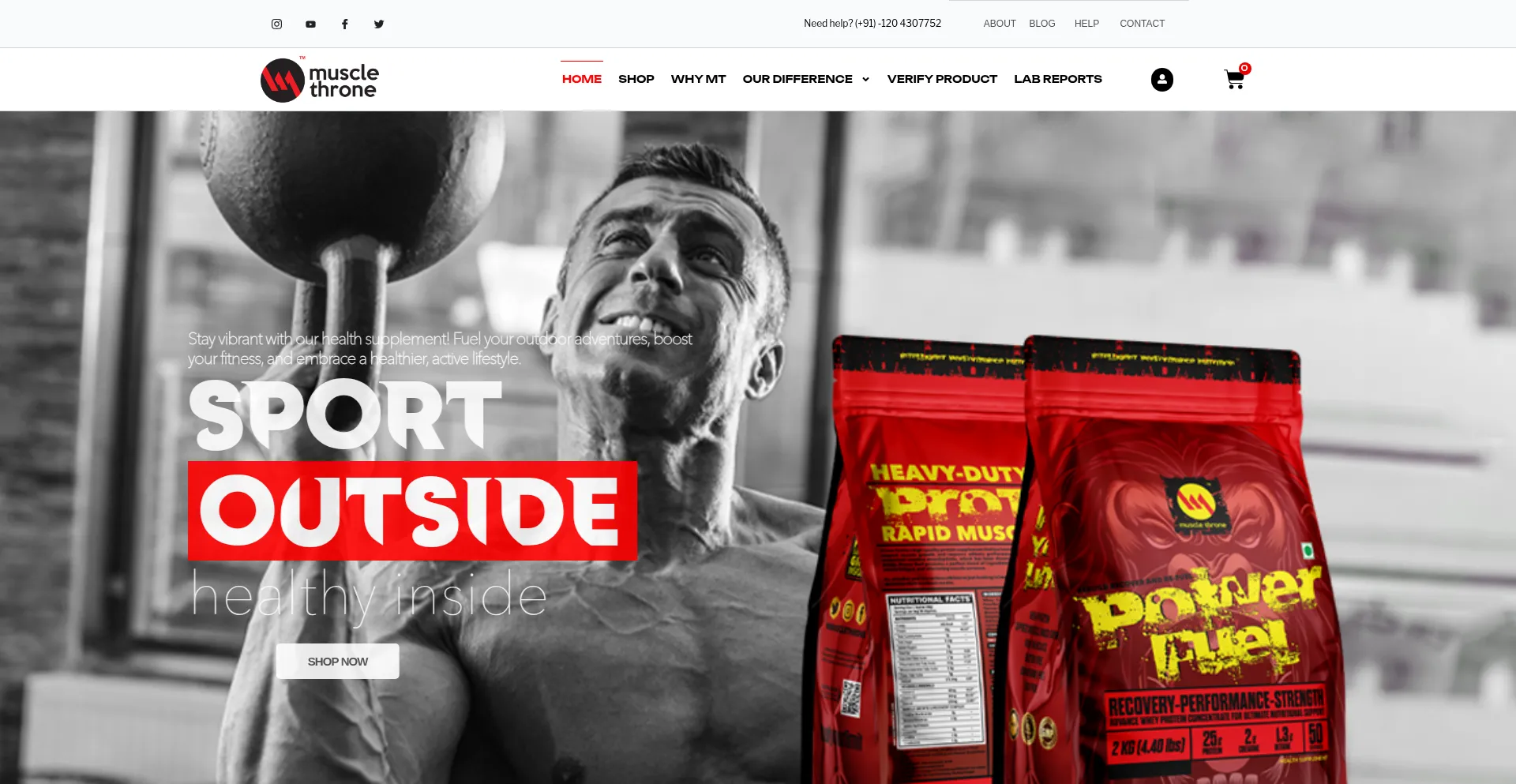 Website screenshot of Musclethrone.com