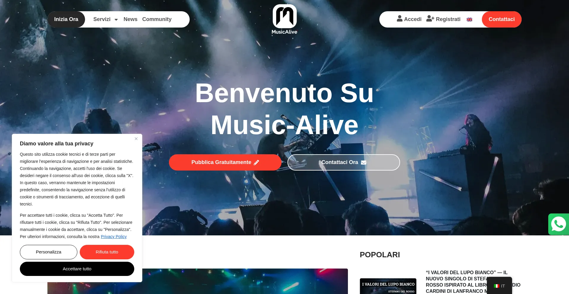 Website screenshot of Musicalive.net