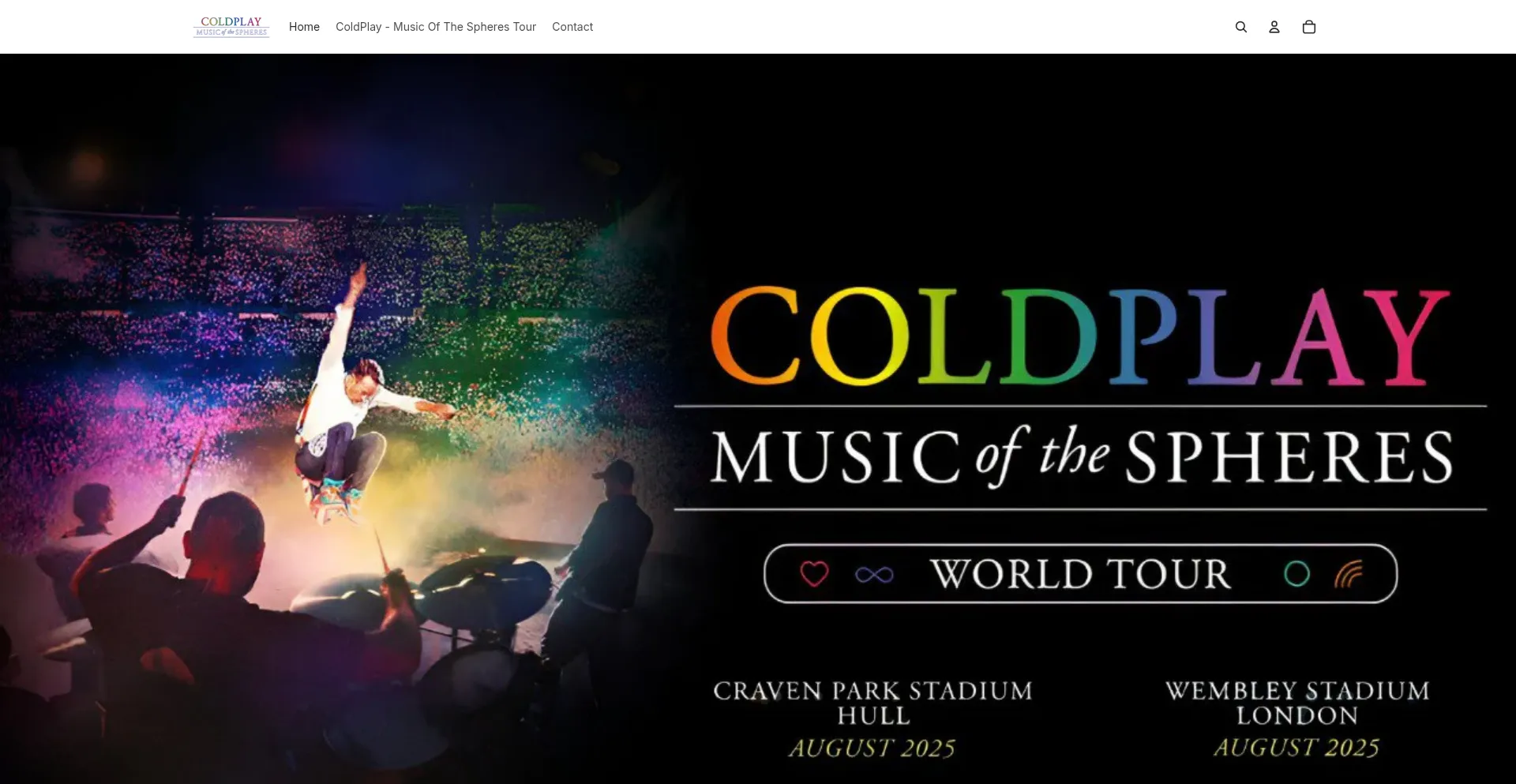 Website screenshot of Musicofthesphereslive.com
