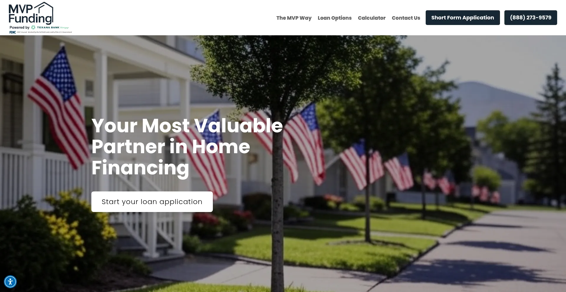 Website screenshot of Mvpfunding.com