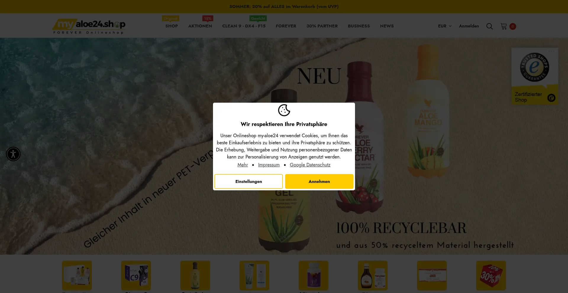 Website screenshot of My-aloe24.shop