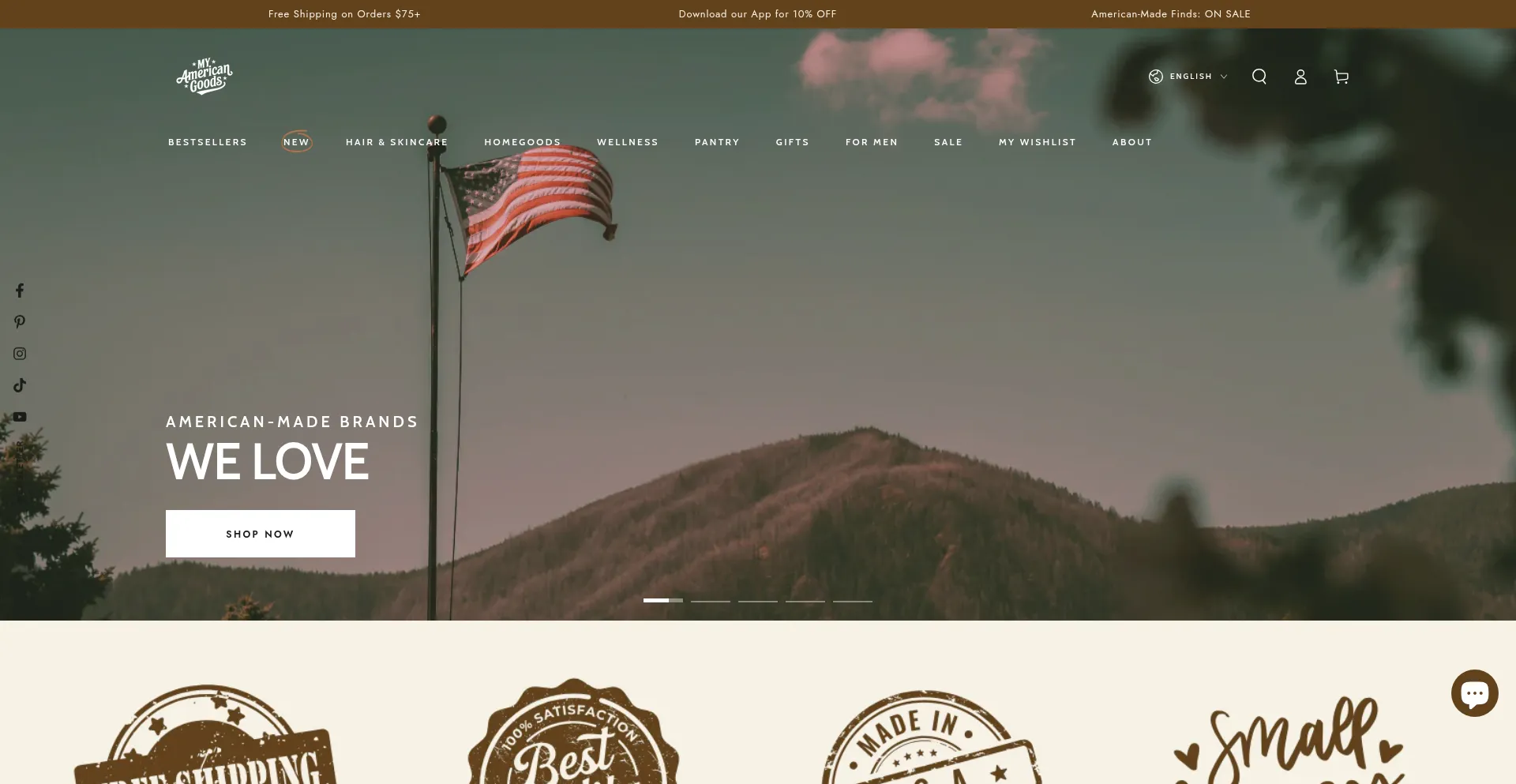 Website screenshot of Myamericangoods.com