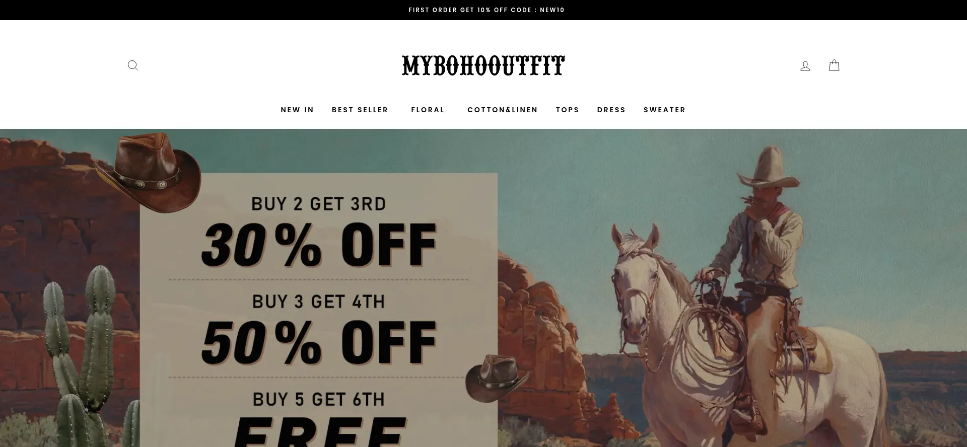 Website screenshot of Mybohooutfit.com