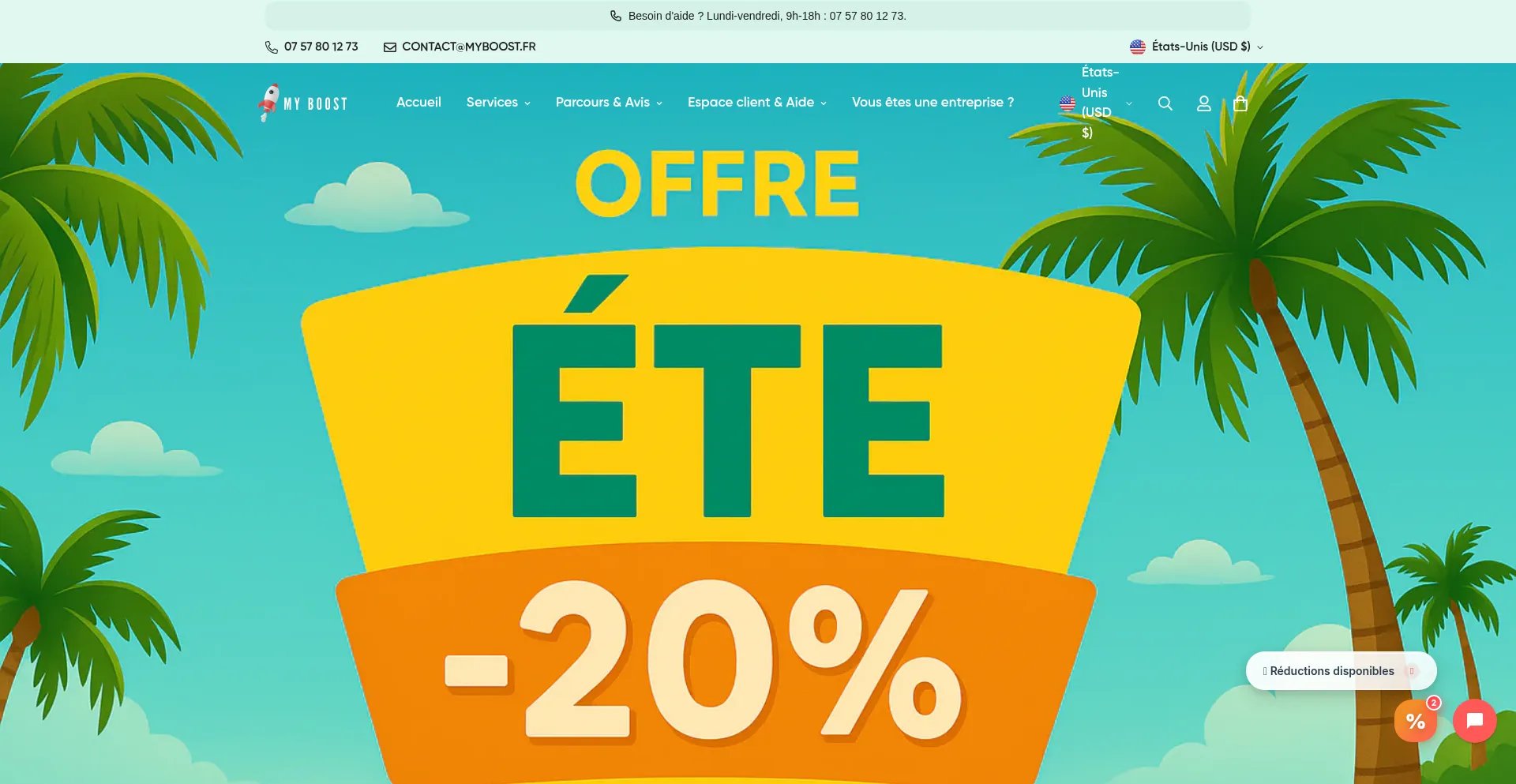 Website screenshot of Myboost.fr