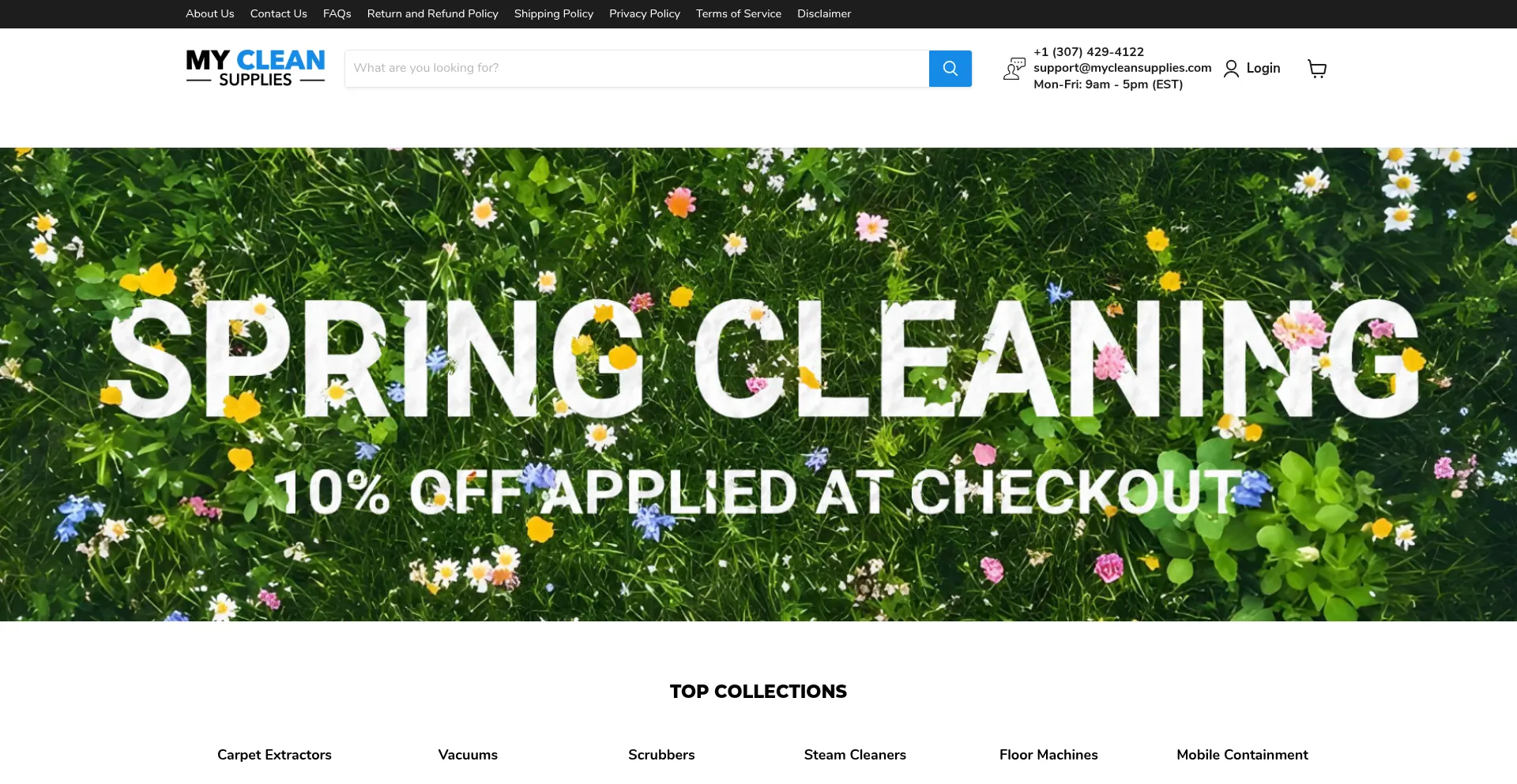 Website screenshot of Mycleansupplies.com