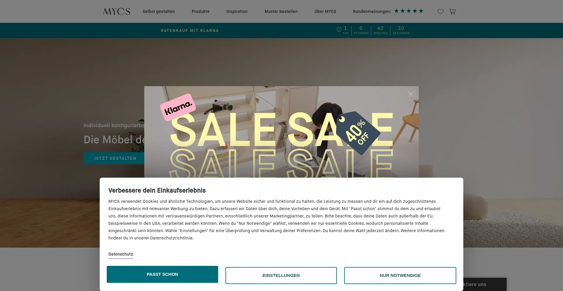 Website screenshot of Mycs.com