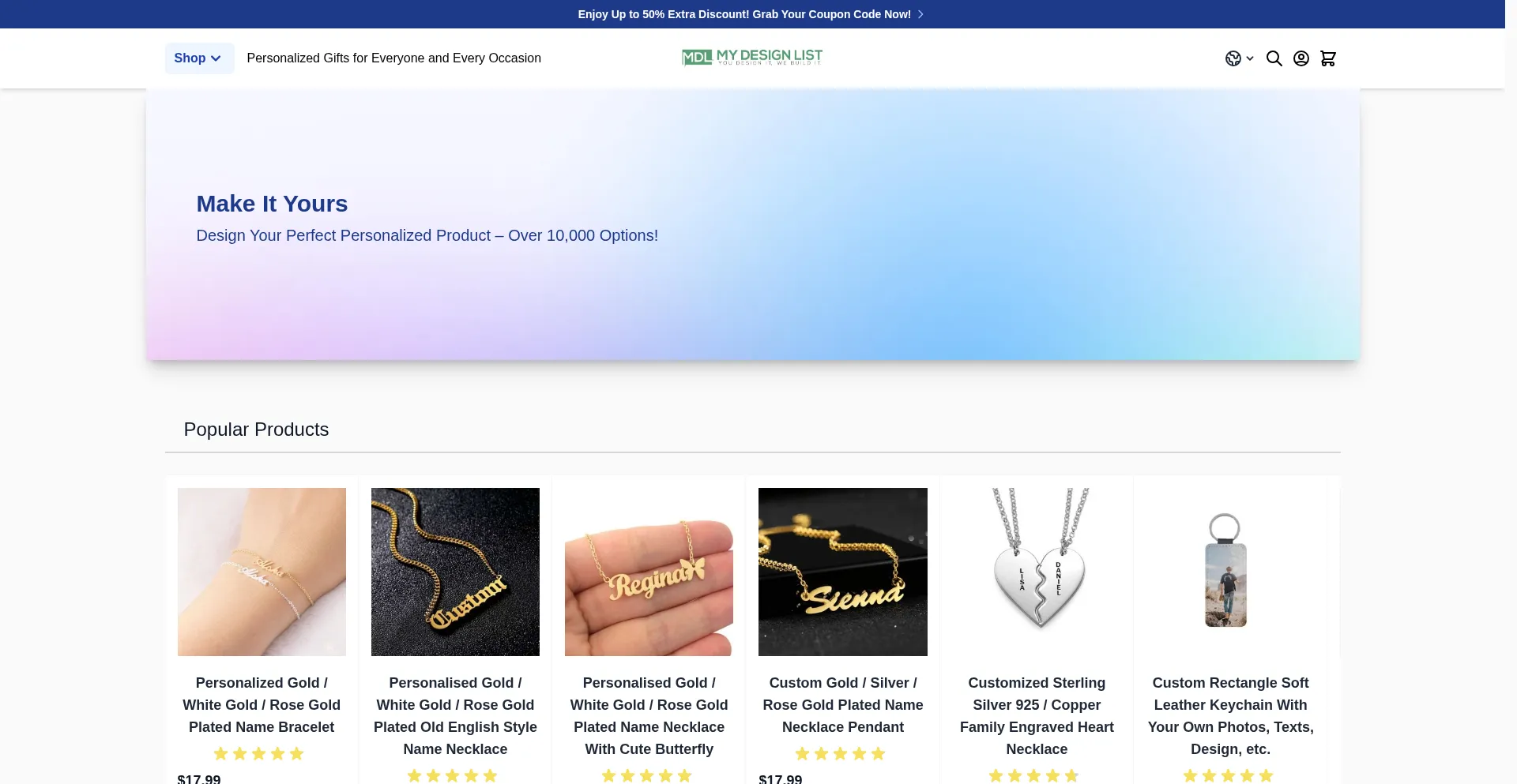 Website screenshot of Mydesignlist.com
