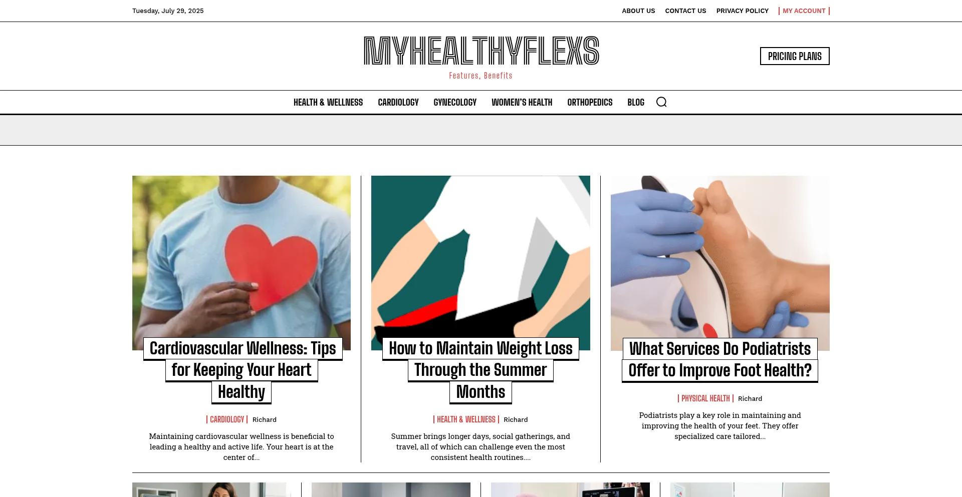 Website screenshot of Myhealthyflexs.com