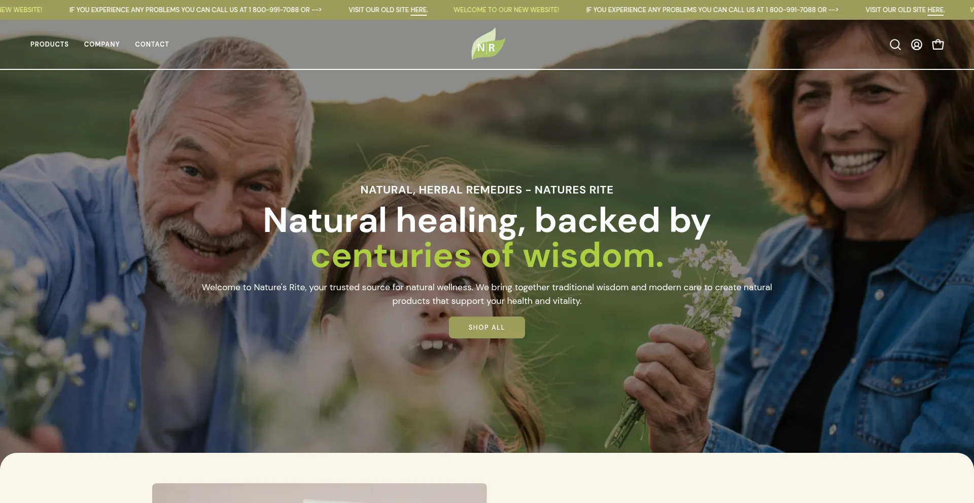 Website screenshot of Mynaturesrite.com