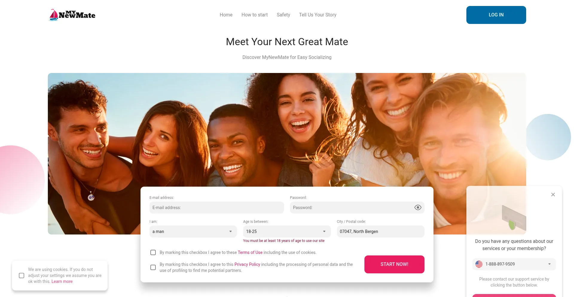 Website screenshot of Mynewmate.com