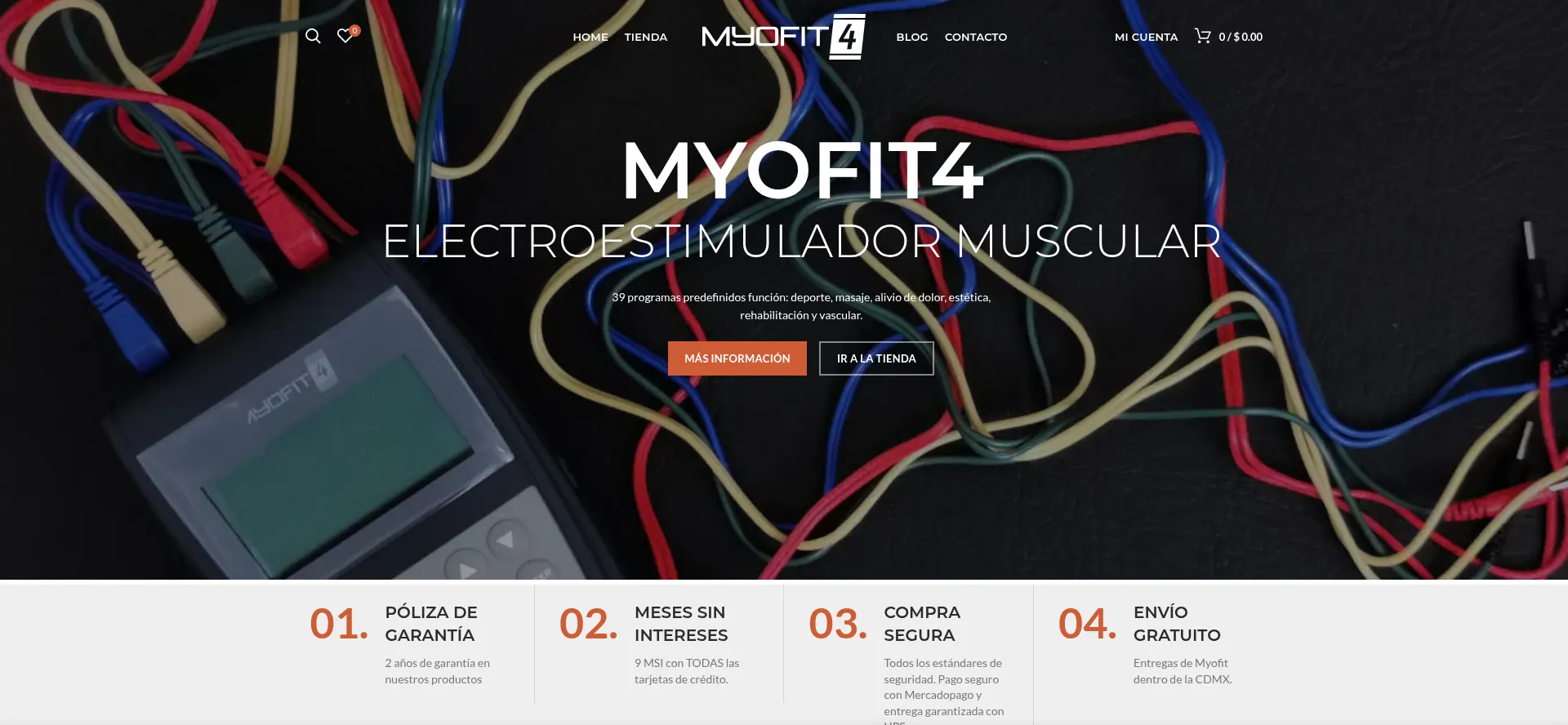 Website screenshot of Myofit.com.mx