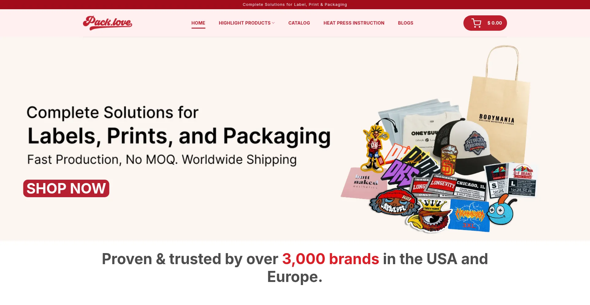 Website screenshot of Mypacklove.com