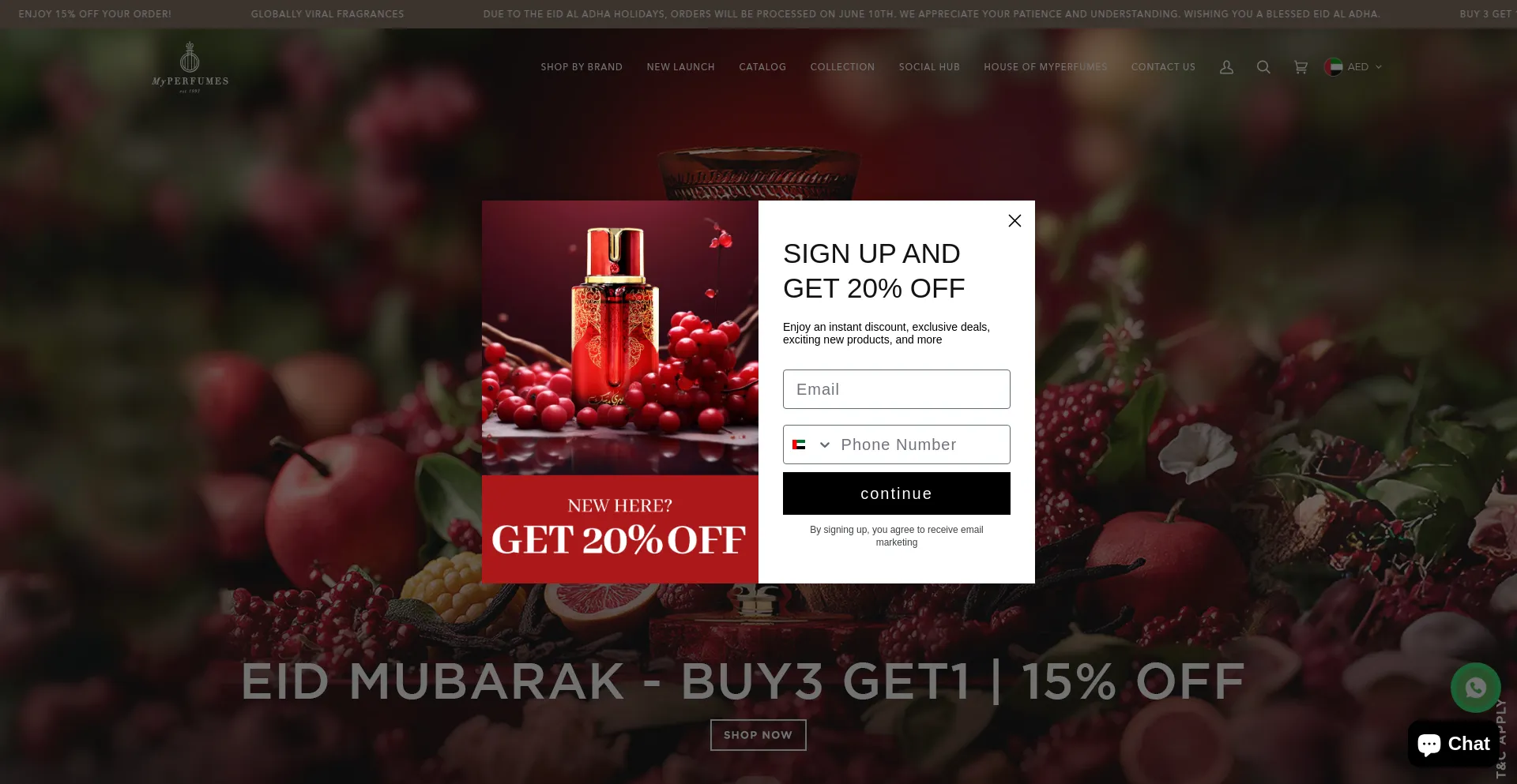 Website screenshot of Myperfumes.ae