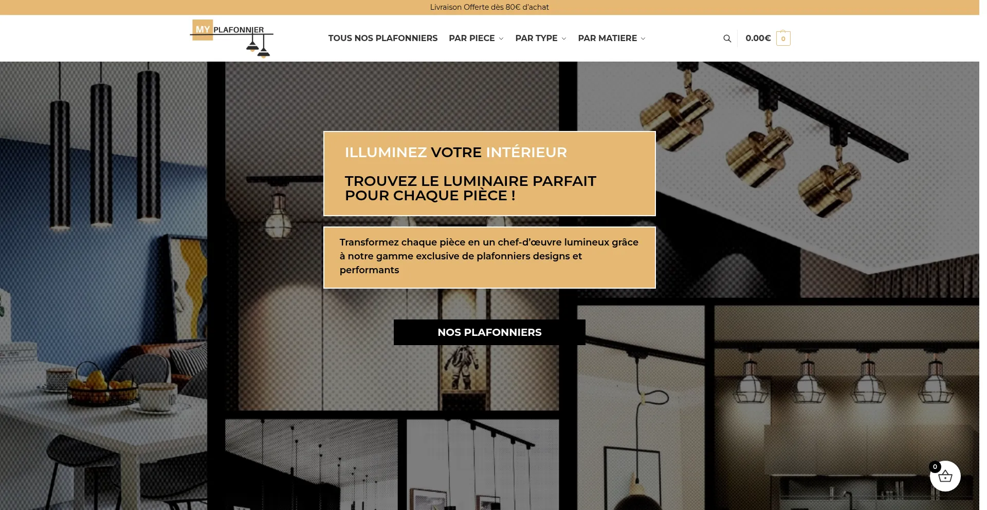 Website screenshot of Myplafonnier.com