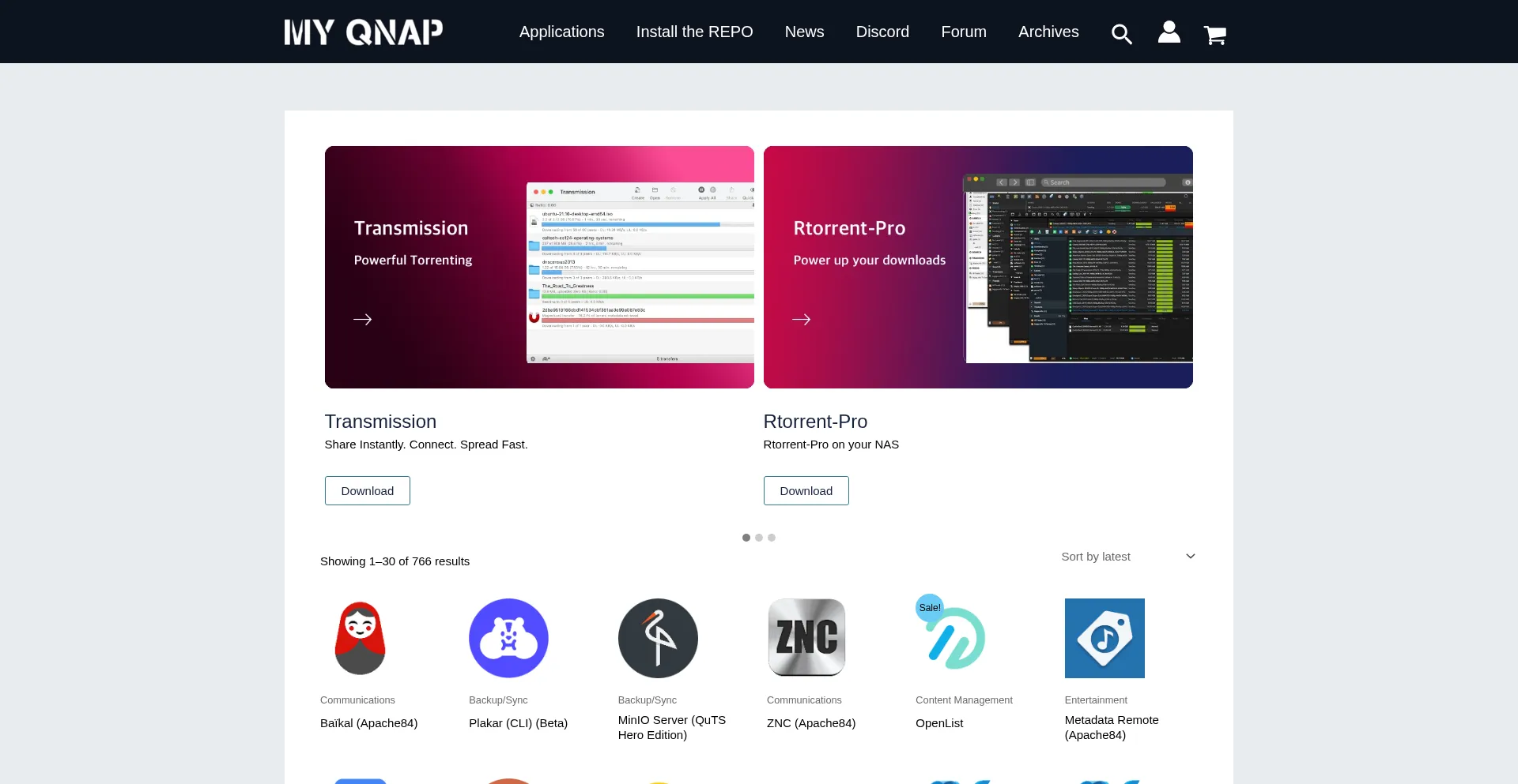 Website screenshot of Myqnap.org