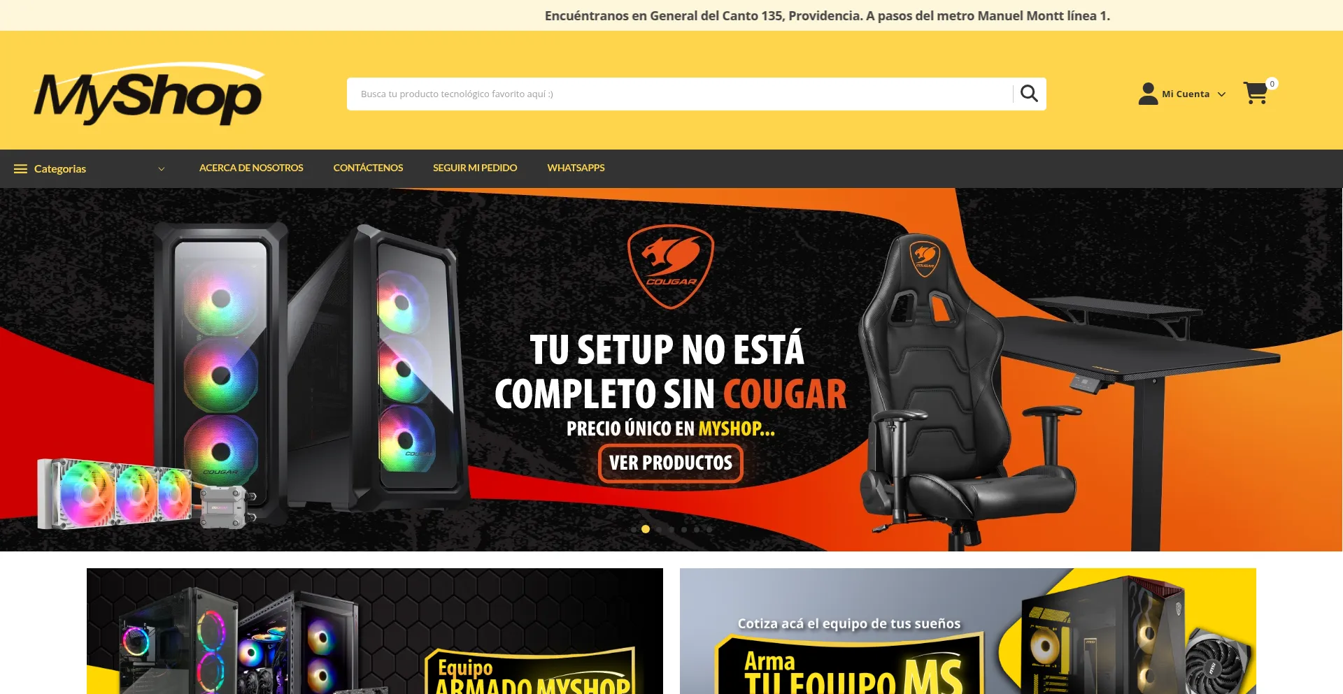 Website screenshot of Myshop.cl