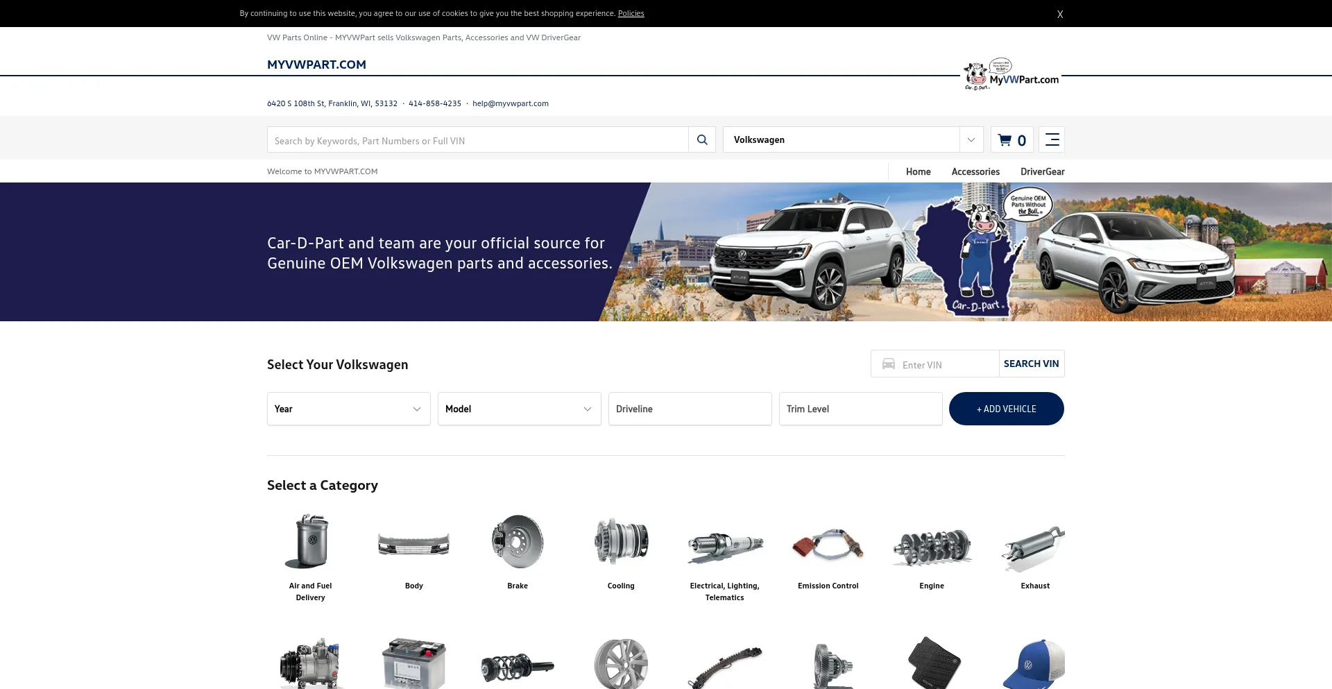 Website screenshot of Myvwpart.com