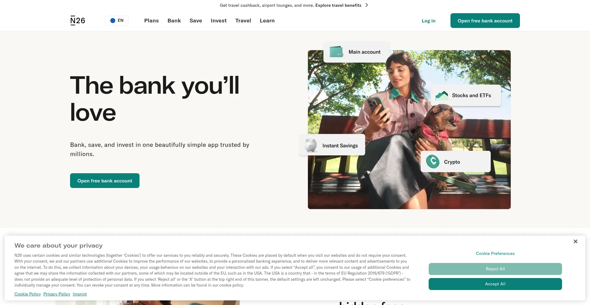 Website screenshot of N26.eu