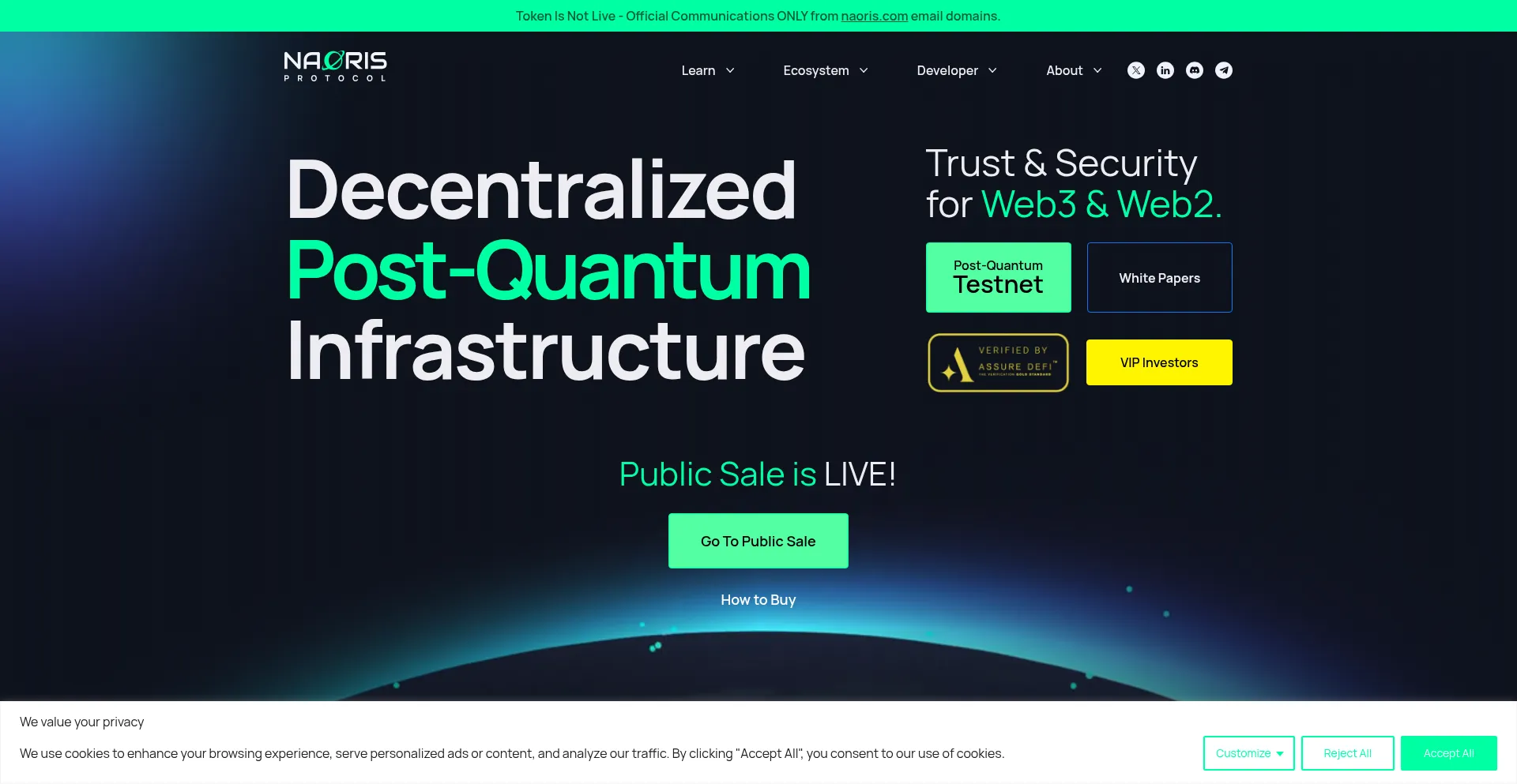 Website screenshot of Naorisprotocol.com