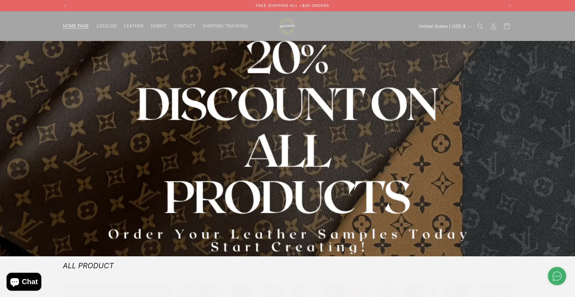 Website screenshot of Naturaldesignshop.com