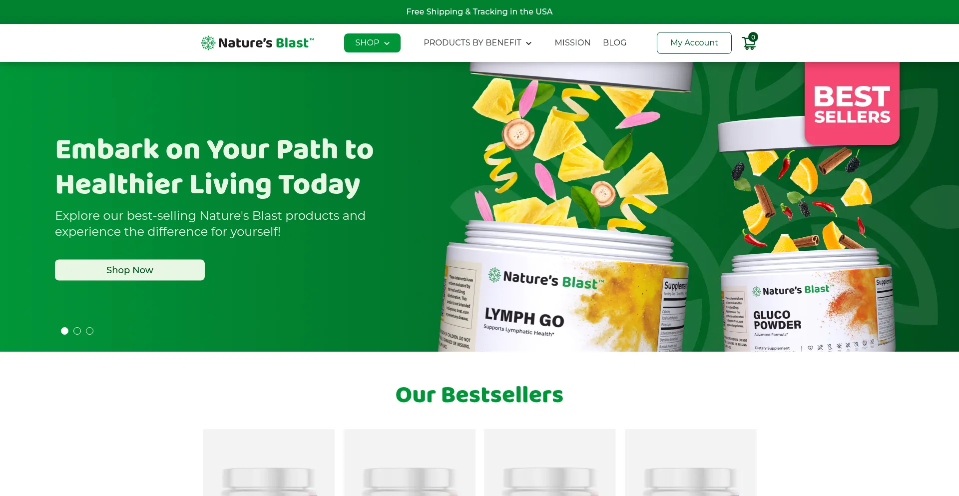 Website screenshot of Naturesblastshopping.com