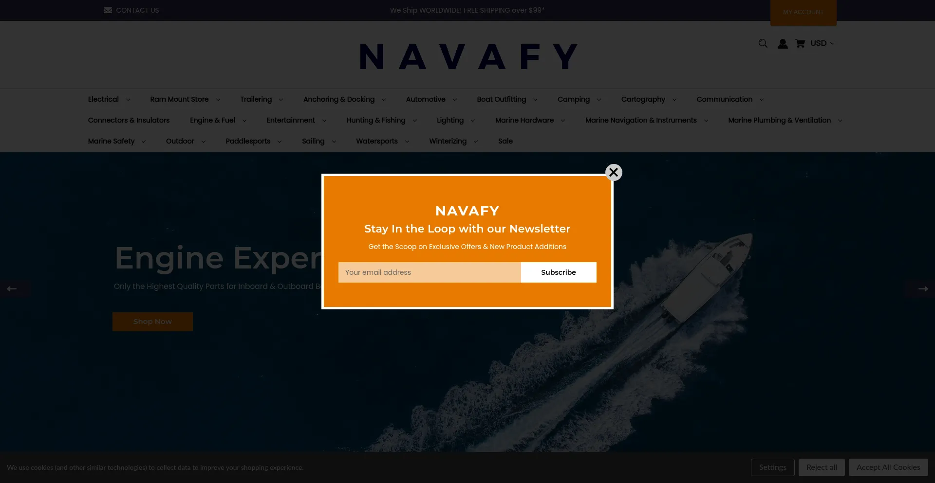 Website screenshot of Navafy.com