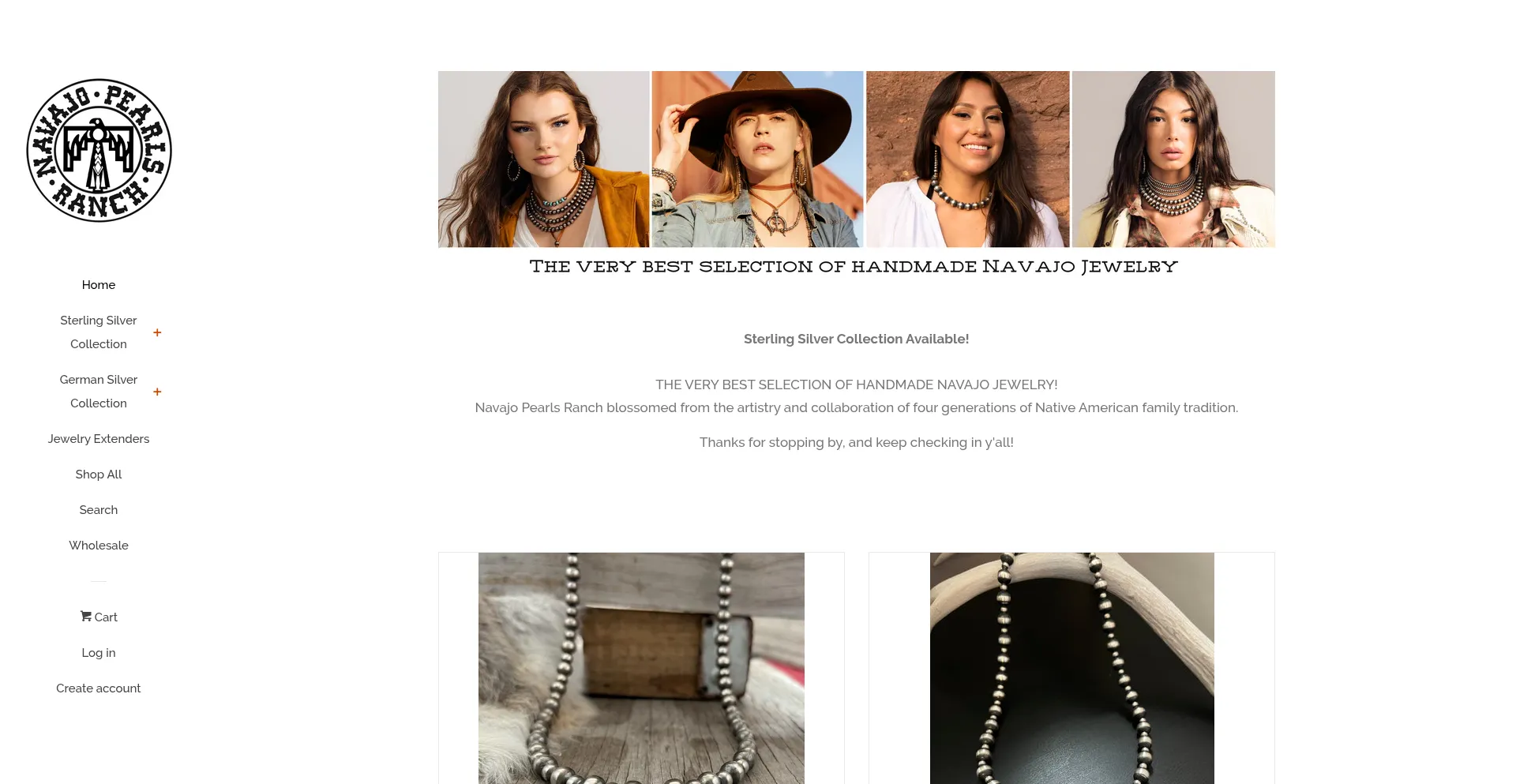 Website screenshot of Navajopearlsranch.com