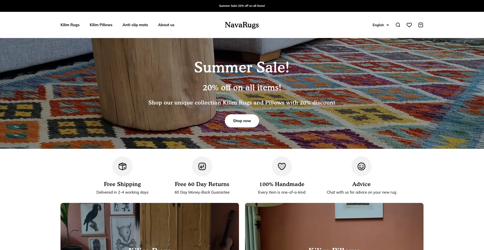 Website screenshot of Navarugs.com